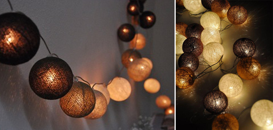 Гирлянда хлопковые фонарики Сotton Ball Brown - Loft-Concept в Ростове-на-Дону