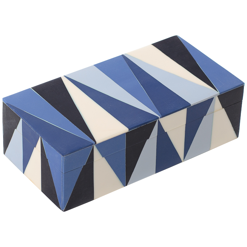  Blue White Triangles Bone Inlay Box      -- | Loft Concept 