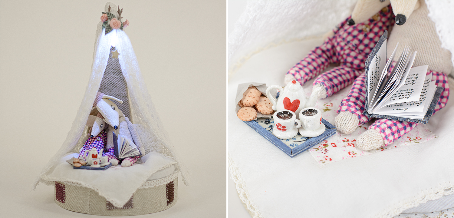 Ночник "Два Мышонка читают сказки"  - фото