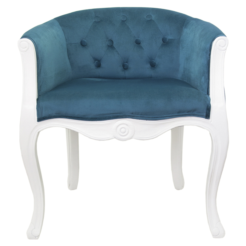      Louis French Armchair white and blue velour    -- | Loft Concept 