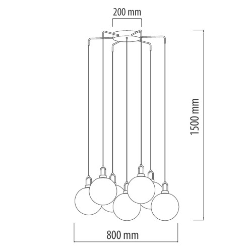 Люстра с 7-ю плафонами из прозрачного стекла в форме шара Orb Cascade  в Ростове-на-Дону
