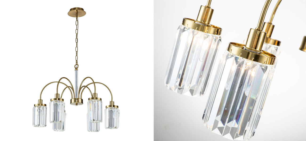 Люстра плафонами из хрустальных элементов Crystal Pendants 6 ламп - фото №1