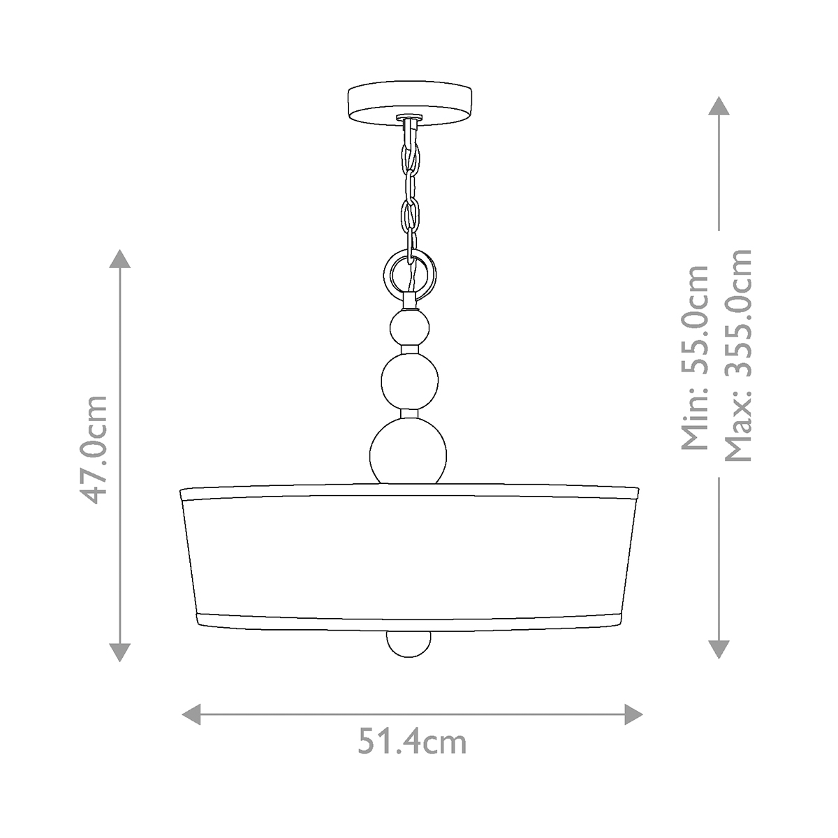 Люстра подвесная с белым тканевым цилиндрическим абажуром и декоративными шарами Hinkley в Ростове-на-Дону