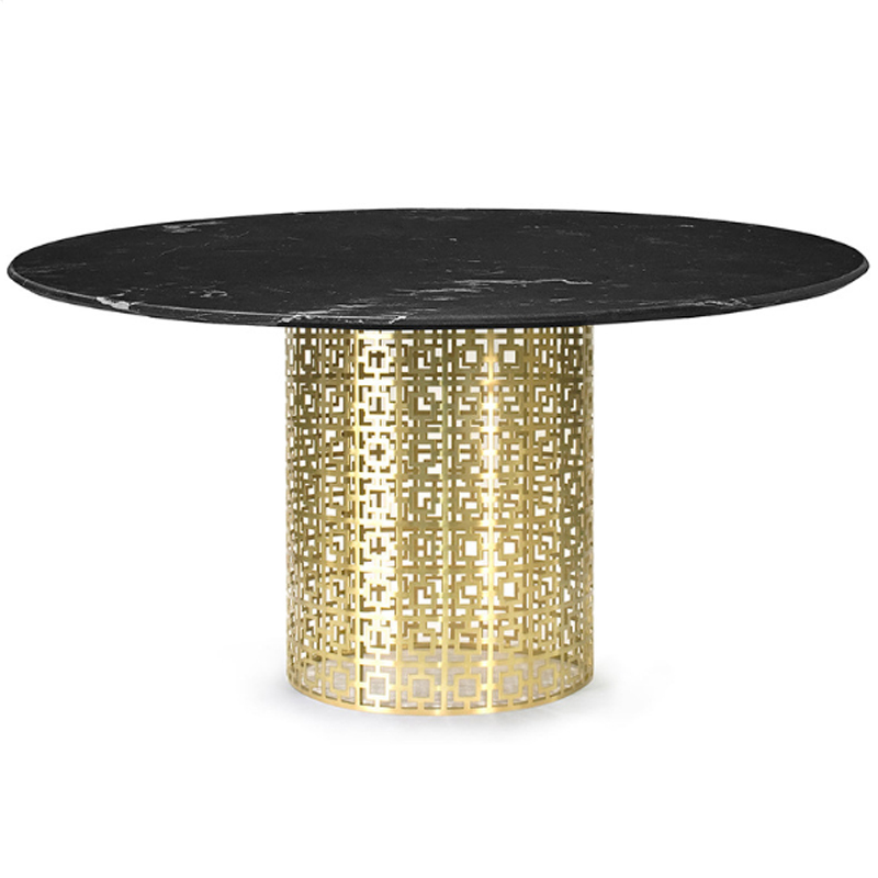 Обеденный стол Jonathan Adler Nixon Dining Table Черная столешница мрамор Золотой Черный Мрамор Nero в Ростове-на-Дону | Loft Concept 