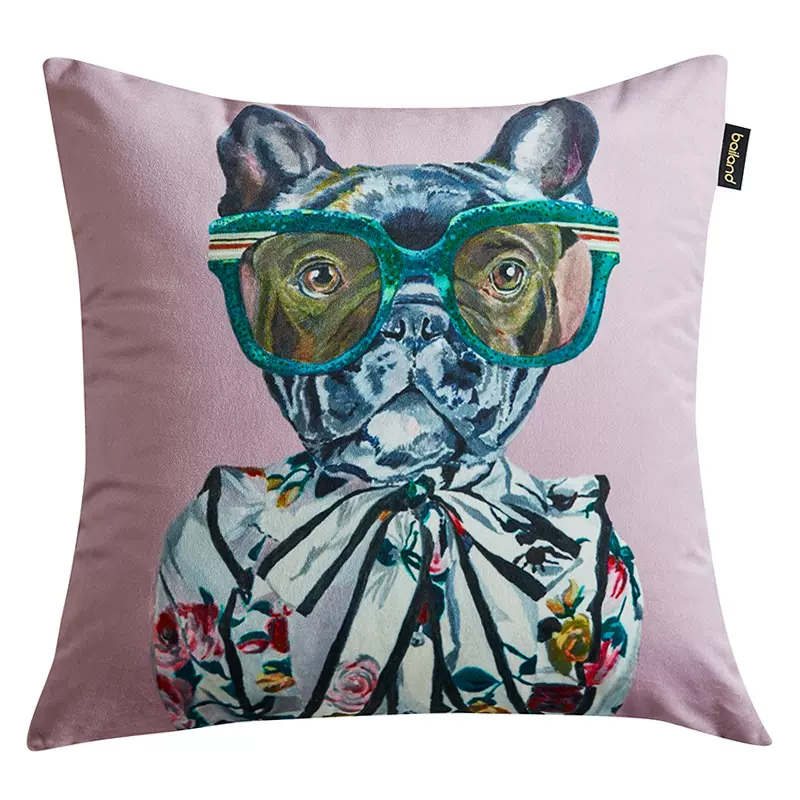 Декоративная подушка Стиль Gucci Dog Fashion Animals Cushion Lilac Мульти Сиреневый в Ростове-на-Дону | Loft Concept 