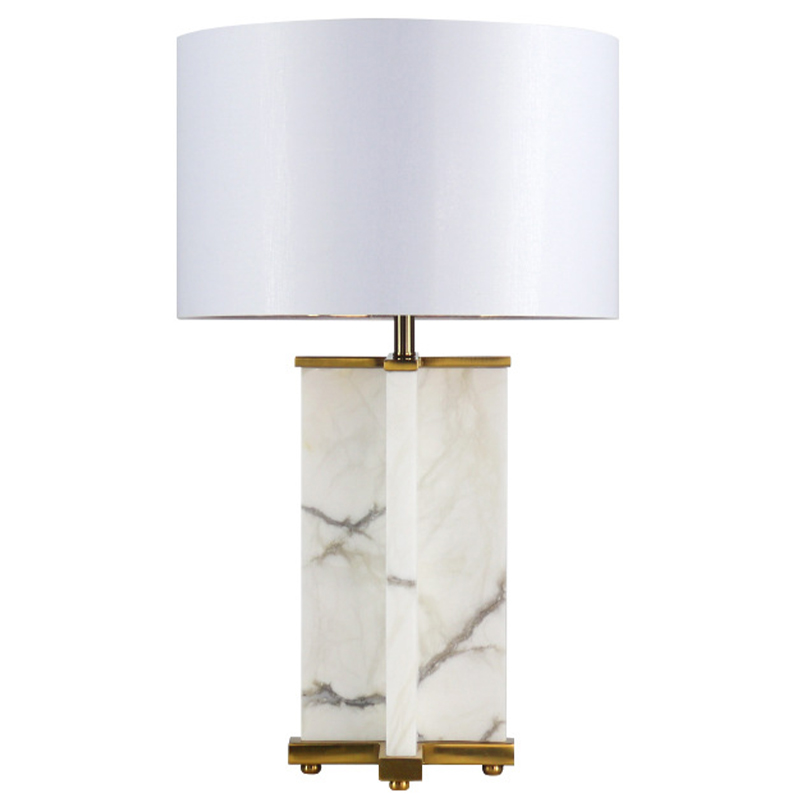 Настольная лампа Cecily Marble Table Lamp Белый Белый Мрамор Bianco Латунь в Ростове-на-Дону | Loft Concept 