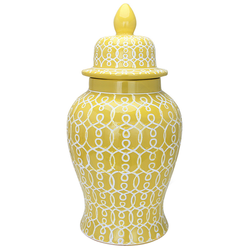    Ceramic Yellow White Ornament Vase    -- | Loft Concept 