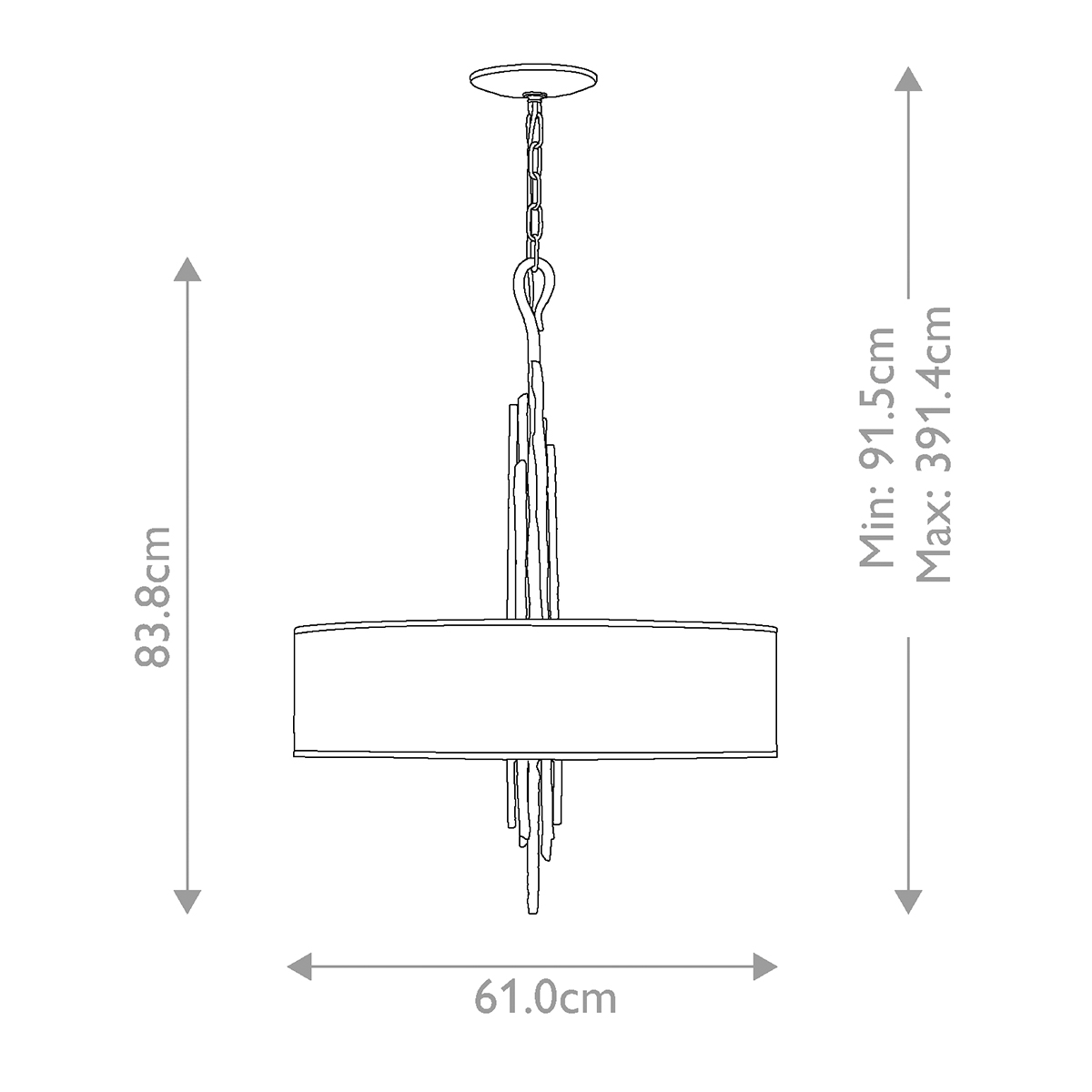 Люстра подвесная с широким белым текстильным абажуром и вертикальными декоративными элементами Hinkley в Ростове-на-Дону
