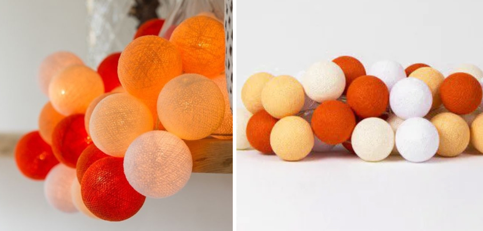 Гирлянда хлопковые фонарики Сotton Ball Orange - Loft-Concept в Ростове-на-Дону