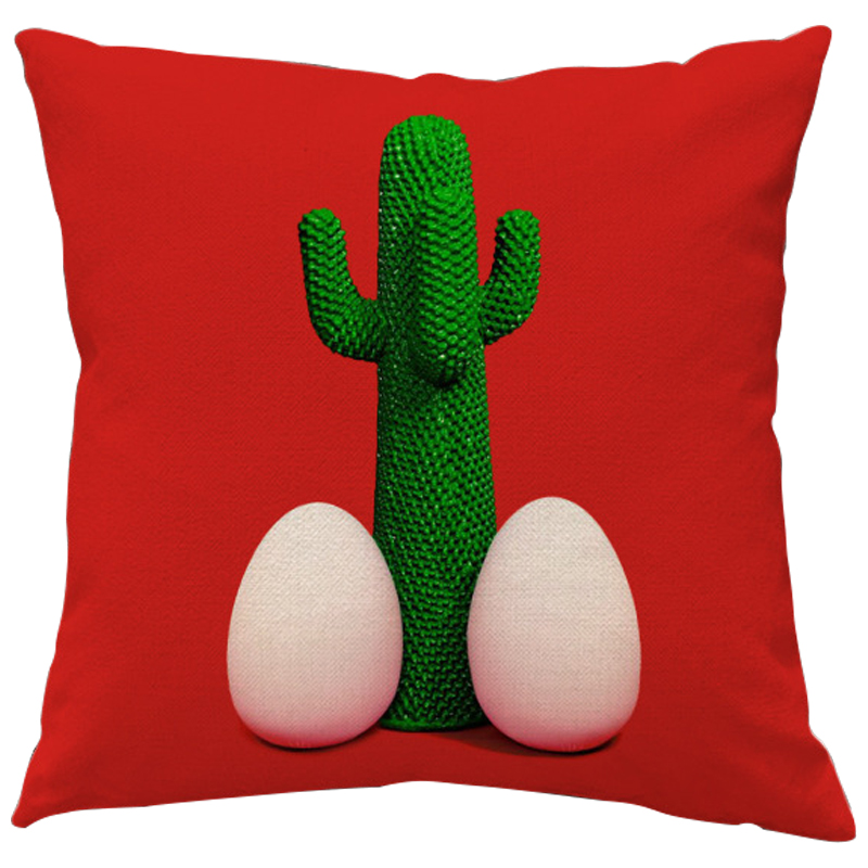 Декоративная подушка Seletti Cushion God Cactus Красный Зеленый Белый в Ростове-на-Дону | Loft Concept 