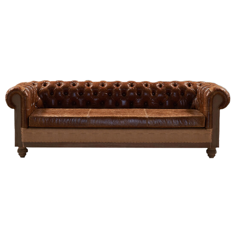  Deconstructed Chesterfield Sofa triple Brown leather  ivory (   )  -- | Loft Concept 