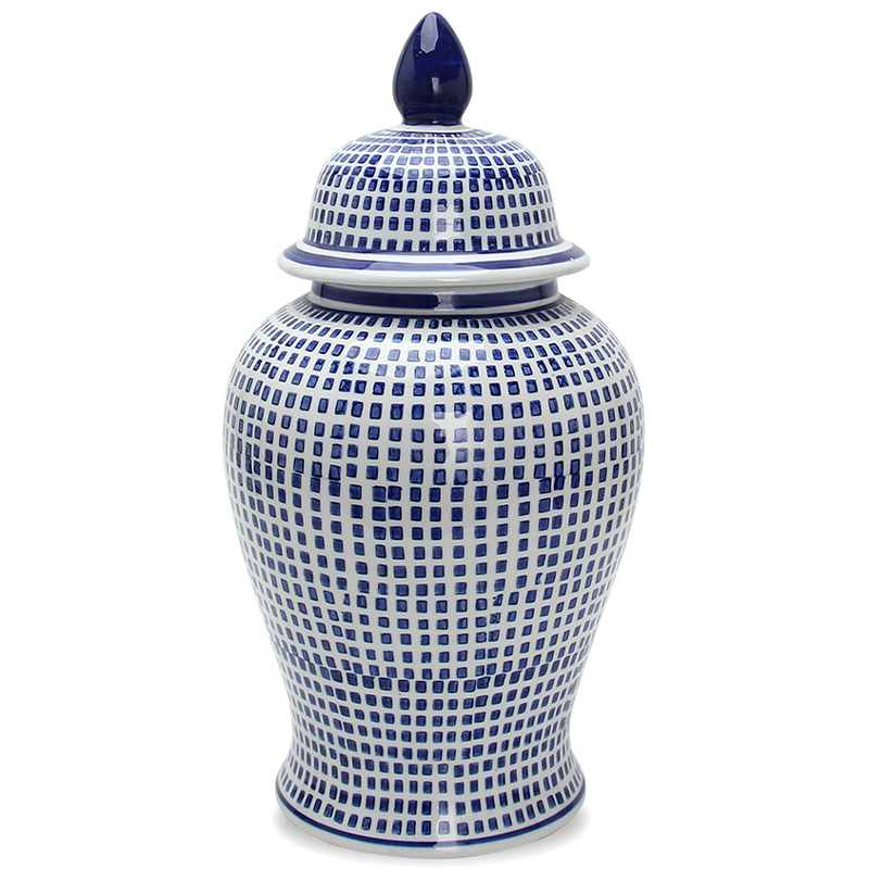    Oriental Blue & White Square Pattern Vase    -- | Loft Concept 
