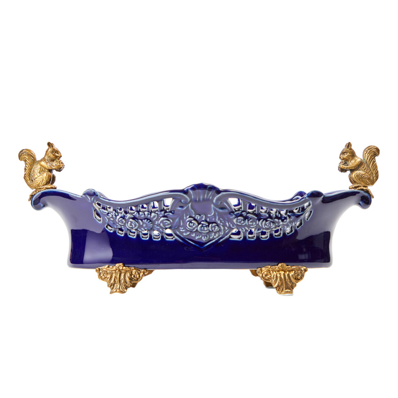 Чаша темно-синего цвета из фарфора с бронзовыми фигурками белок Eden Garden porcelain and bronze Темно-синий Бронза Чаша темно-синего цвета из фарфора с бронзовыми фигурками белок Eden Garden porcelain and bronze Темно-синий Бронза в Ростове-на-Дону | Loft Concept
