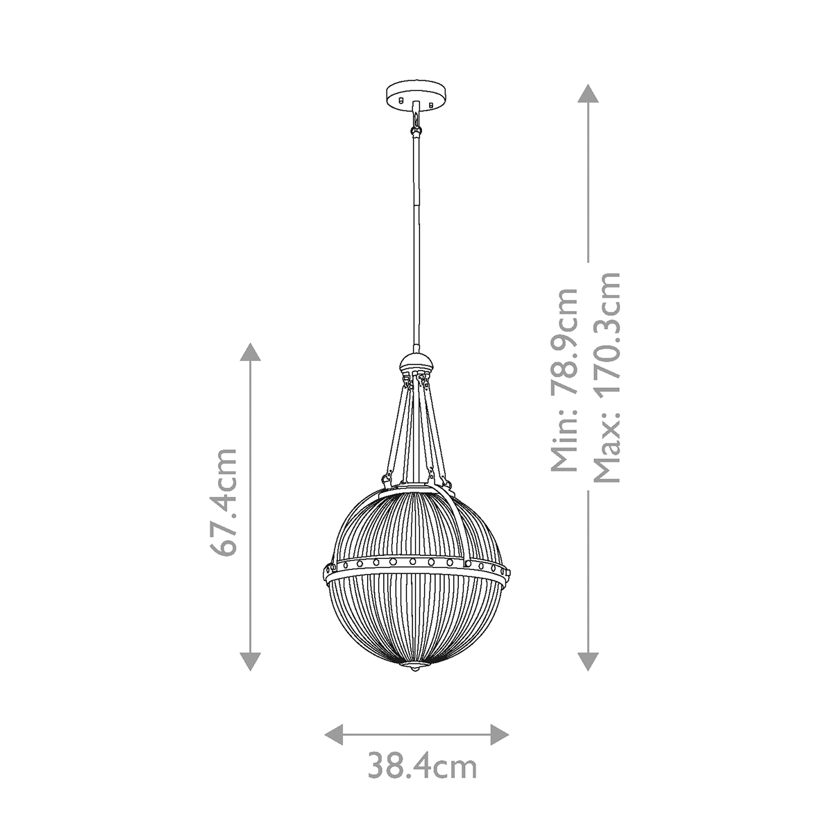 Подвесной светильник с рифленым стеклянным плафоном в форме шара Kichler в Ростове-на-Дону