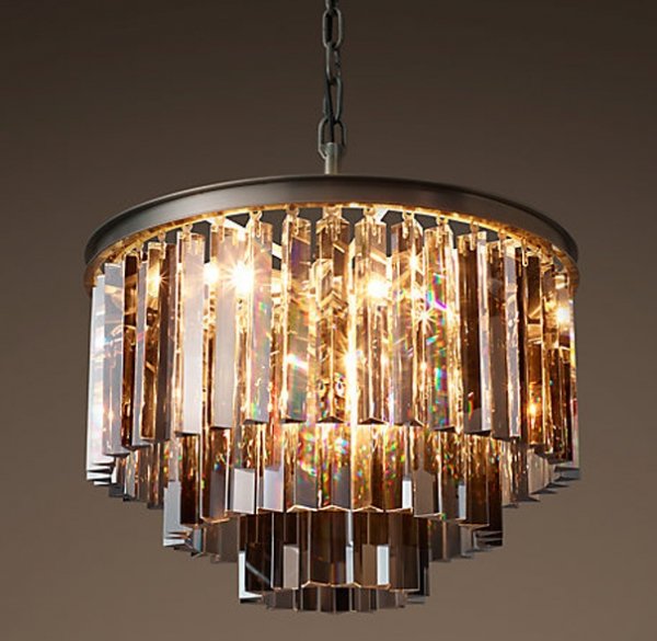 Люстра RH 1920s Odeon Smoke Glass Fringe Chandelier - 3 rings Черный в Ростове-на-Дону | Loft Concept 