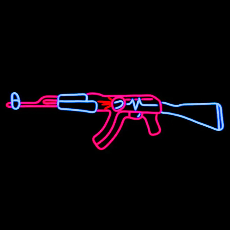 Неоновая настенная лампа Machine Gun Neon Wall Lamp Прозрачный Розовый Голубой в Ростове-на-Дону | Loft Concept 