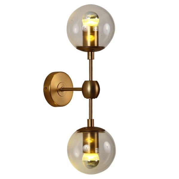 Бра Modo Sconce 2 Globes Gold Золотой Янтарь (Amber) Прозрачное Стекло в Ростове-на-Дону | Loft Concept 