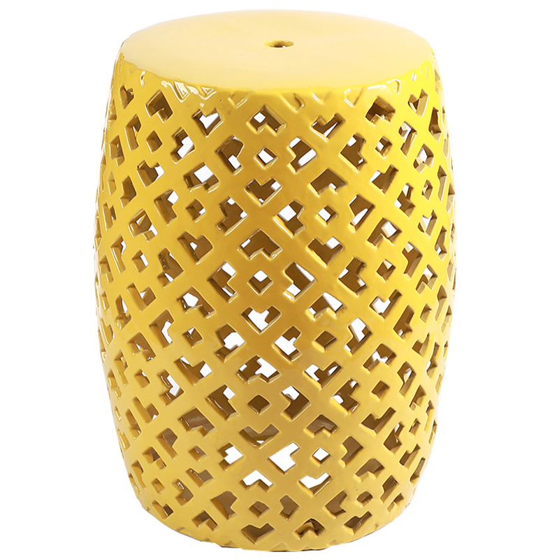   Yellow Ornament Ceramic Stool   -- | Loft Concept 