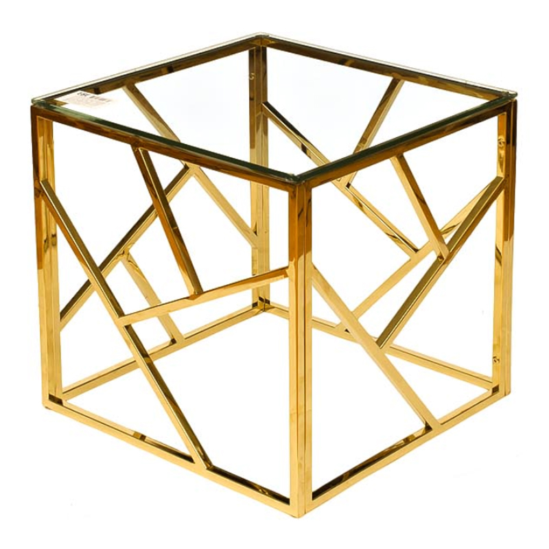   Serene Furnishing Gold Clear Glass Top Side Table     -- | Loft Concept 