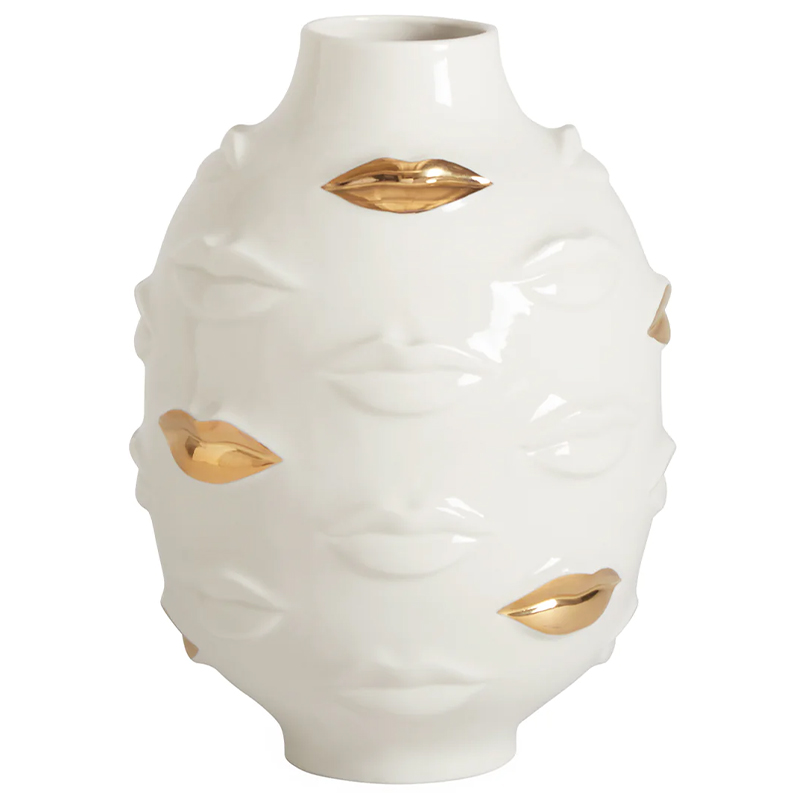 Ваза Jonathan Adler Gilded Gala Round Vase Глянцевое золото Белый в Ростове-на-Дону | Loft Concept 