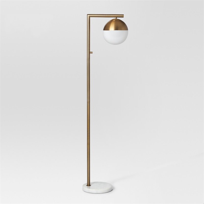 Торшер Geneva Single Glass Globe Floor Lamp Белый Латунь в Ростове-на-Дону | Loft Concept 