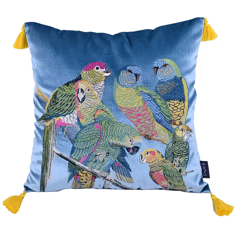     Embroidery Parrots Pillow Blue    -- | Loft Concept 