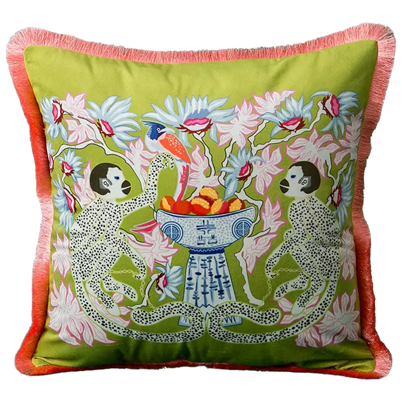 Декоративная подушка Two Monkeys Green Cushion Мульти Салатовый в Ростове-на-Дону | Loft Concept 