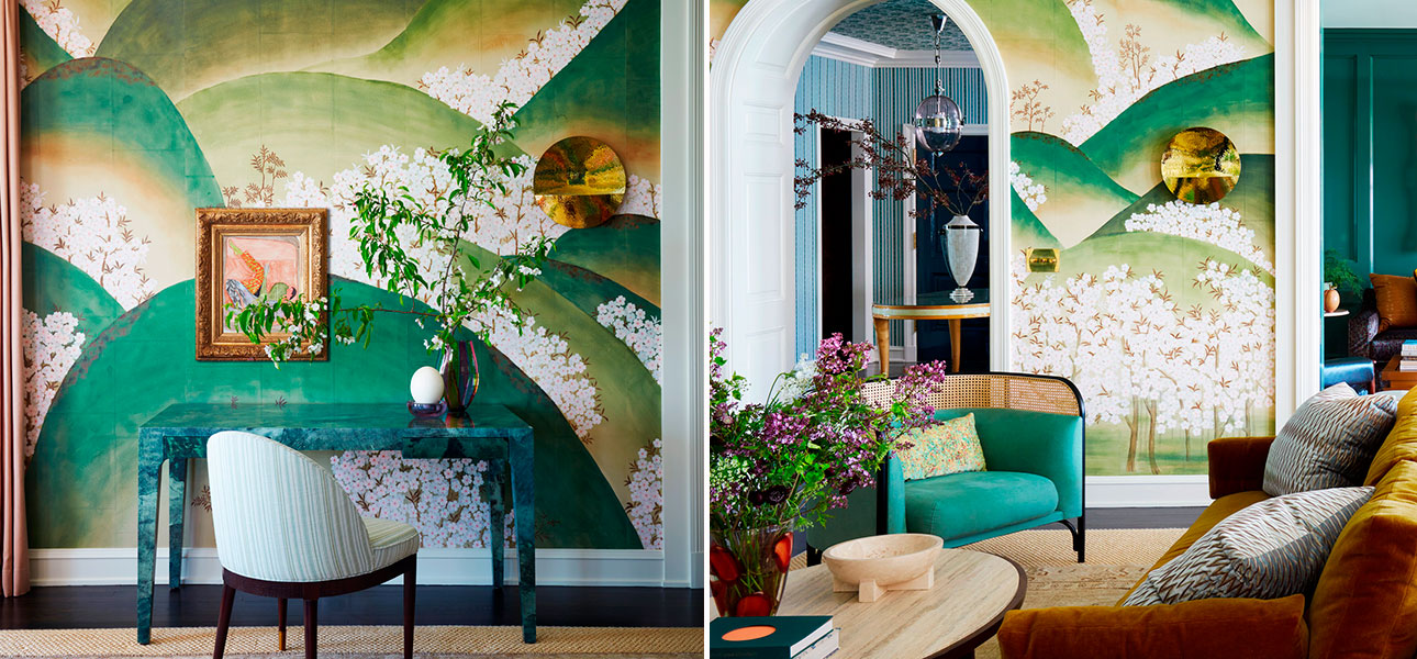 Обои ручная роспись Kiso Mountains Original colourway on Statue India tea paper - фото №2