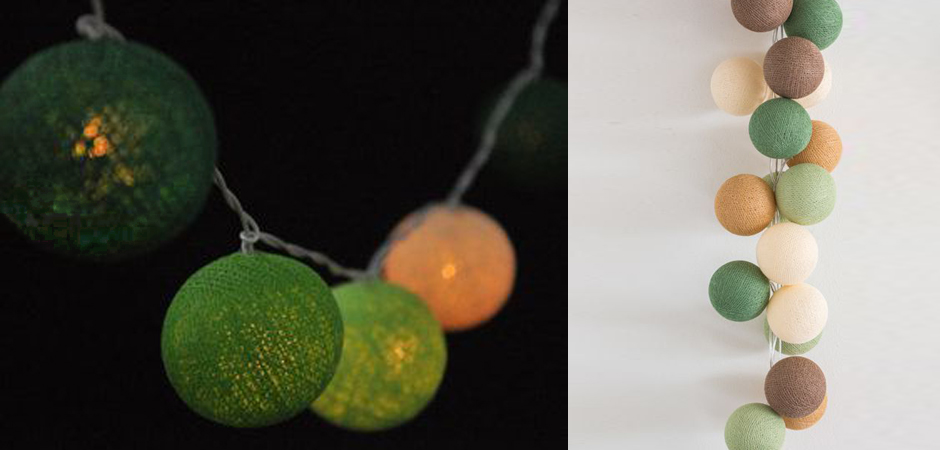 Гирлянда хлопковые фонарики Сotton Ball Forest Green - Loft-Concept в Ростове-на-Дону