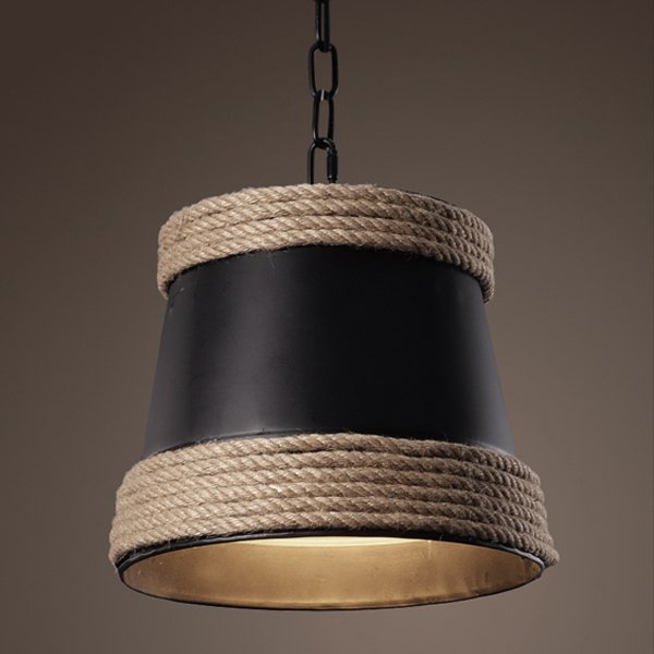 Подвесной светильник Black & Hemp Pendant Lamp Черный в Ростове-на-Дону | Loft Concept 