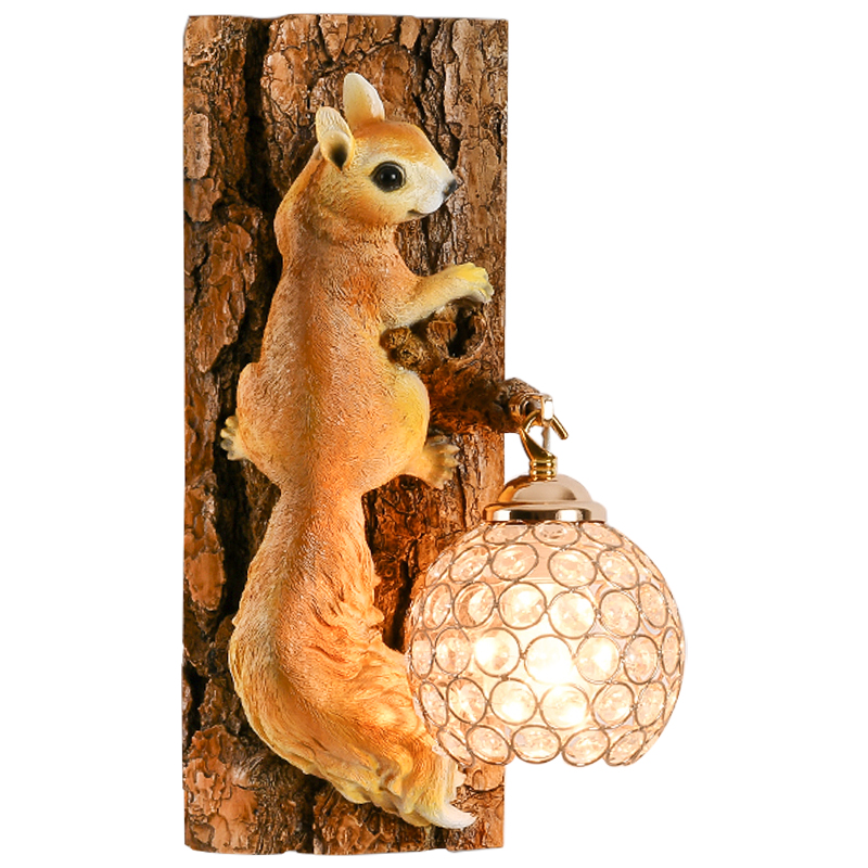 Бра для детской Белка на дереве Squirrel Wall Lamp Коричневый Оранжевый Латунь в Ростове-на-Дону | Loft Concept 