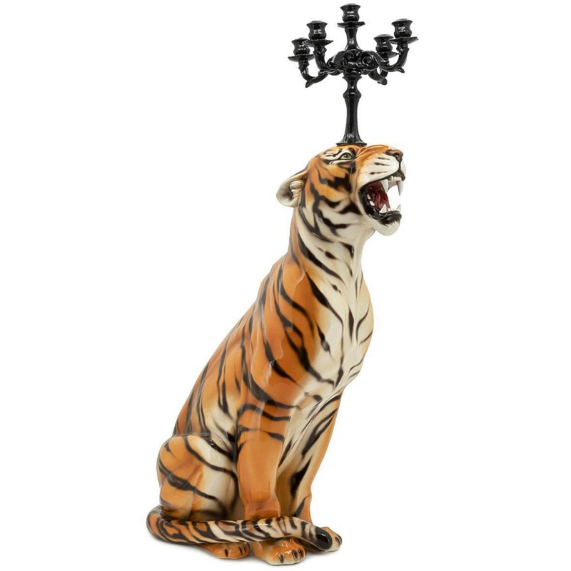 Подсвечник Abhika Candleholder Tiger Sx Malays Tiger Черный Оранжевый Светло-бежевый в Ростове-на-Дону | Loft Concept 