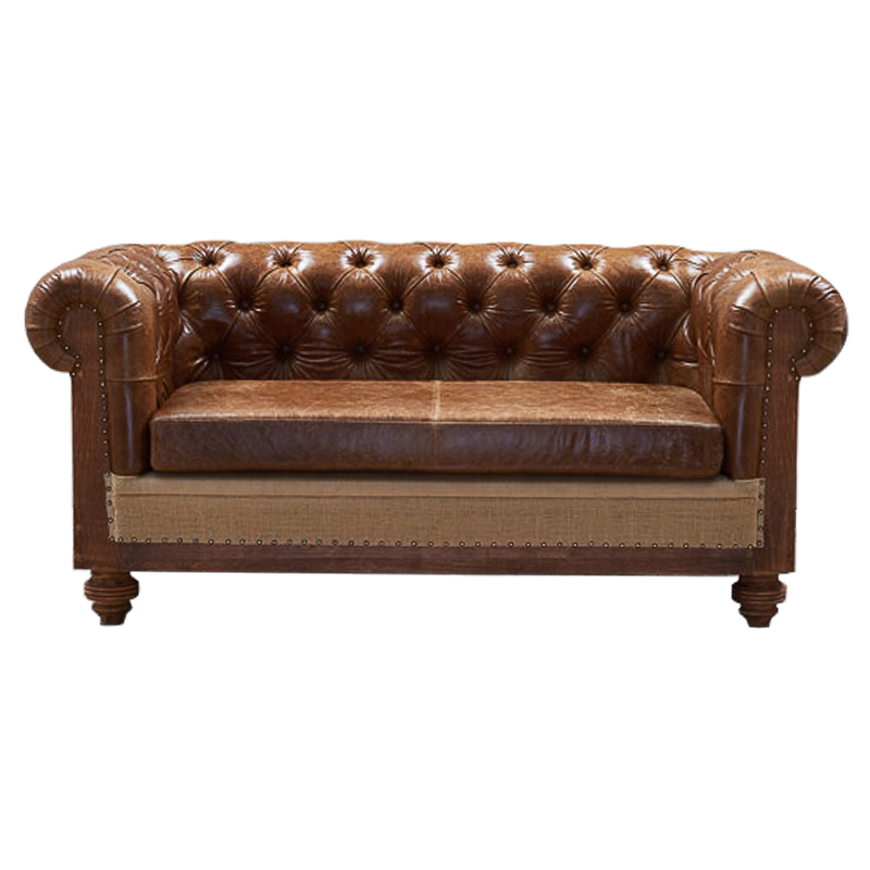  Deconstructed Chesterfield Sofa double Brown leather  ivory (   )  -- | Loft Concept 