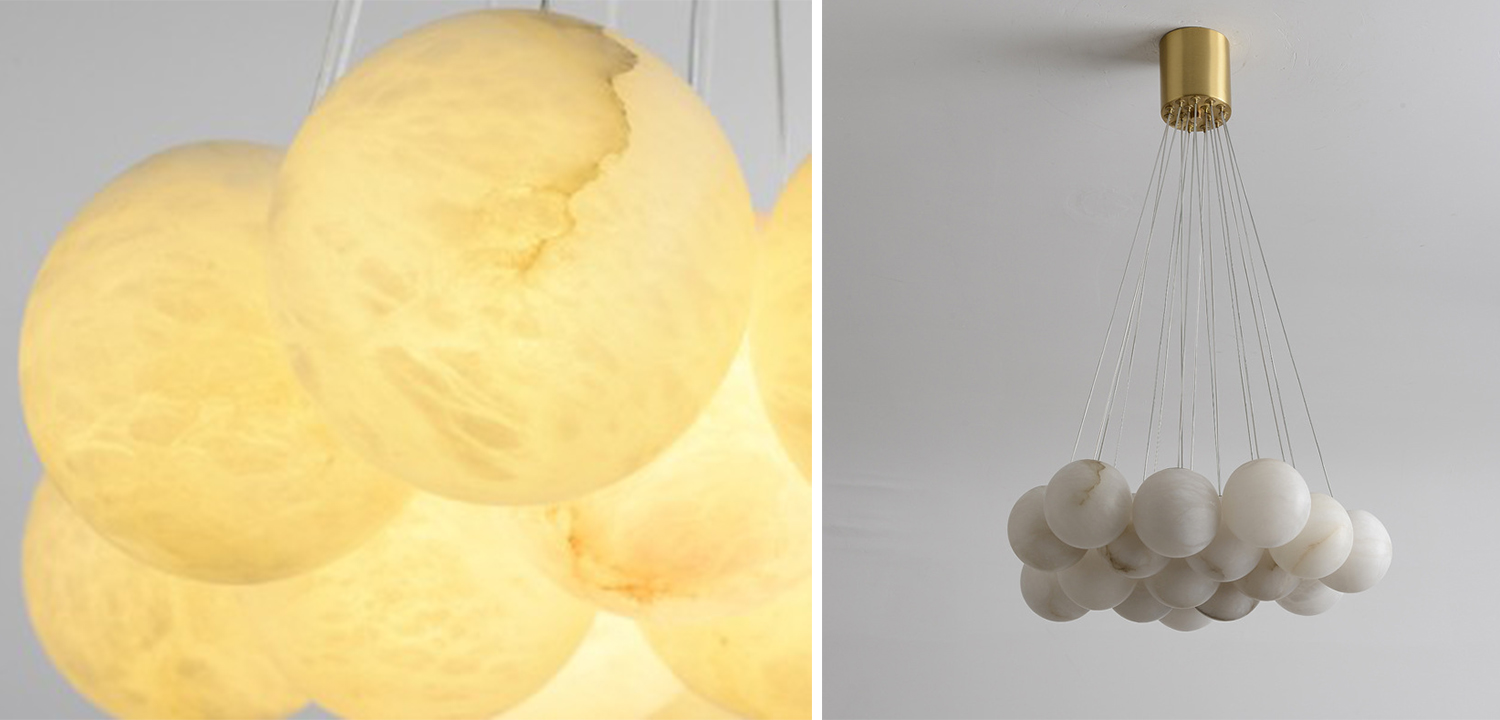 Каскадный Cветильник 16 Шариков из натурального мрамора Marble Balls Lamp - фото №2