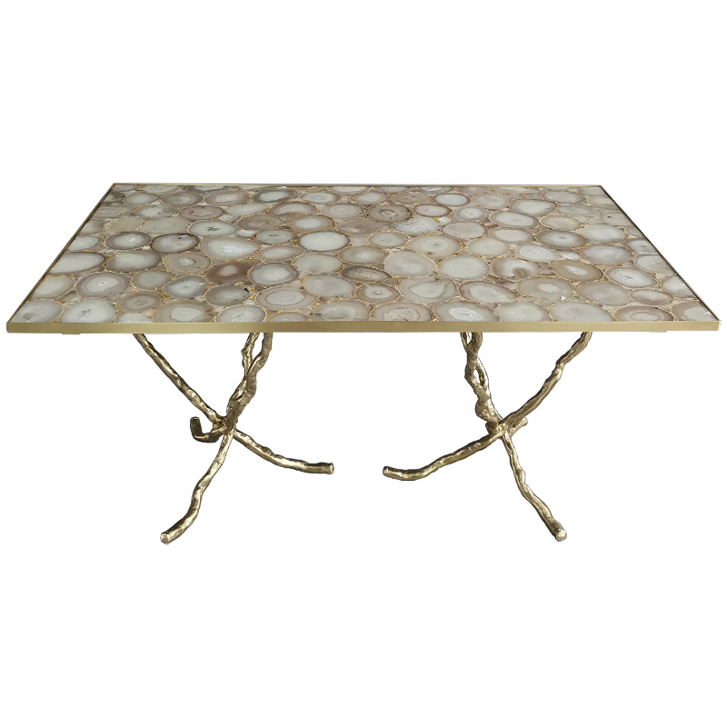   Agate Design Beige Gold Dining Table   -  -- | Loft Concept 