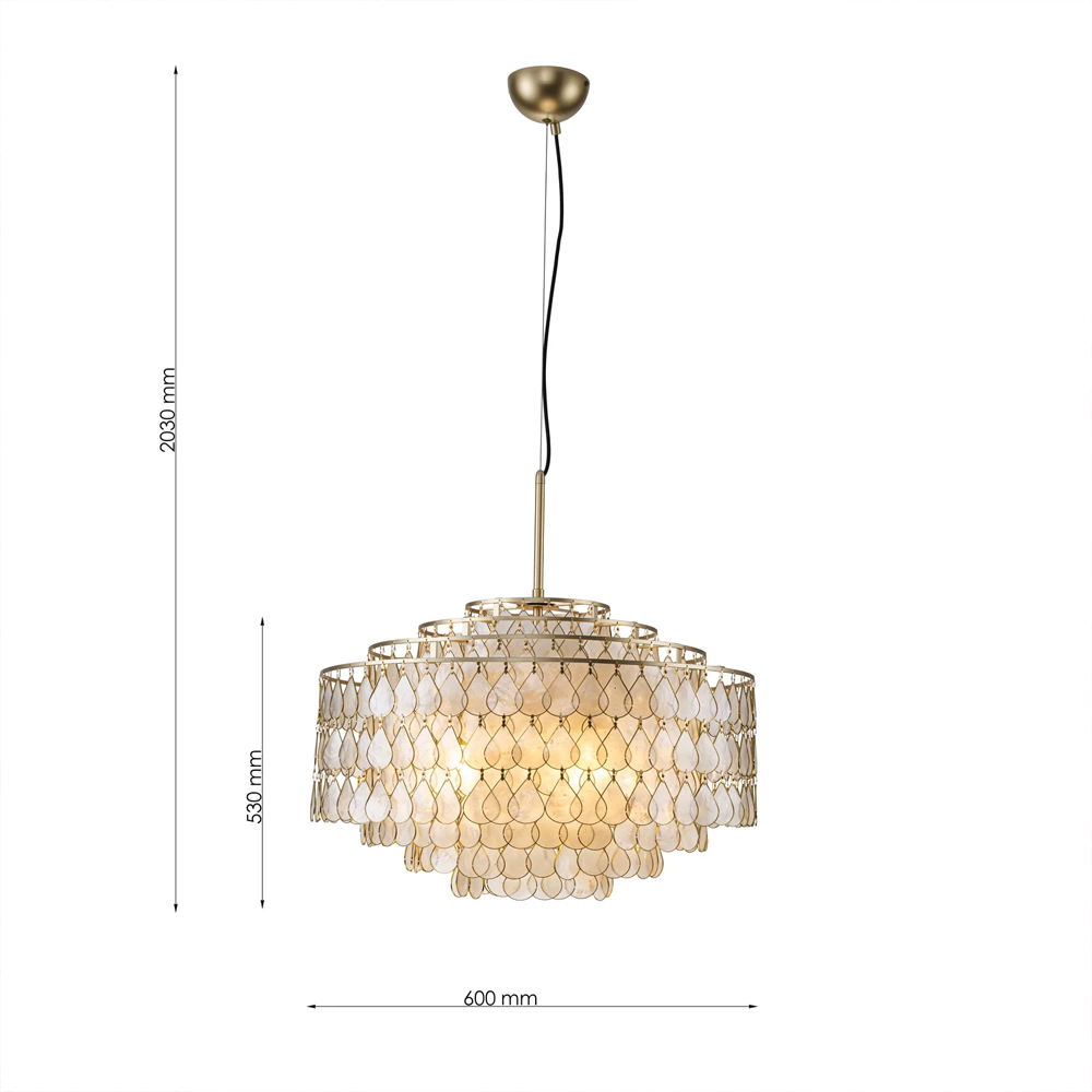 Люстра многоярусная с декором из натуральной морской ракушки Iridescent Light в Ростове-на-Дону