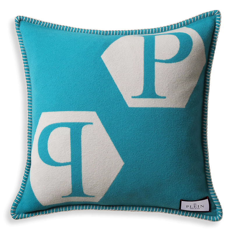  Philipp Plein Cushion Cashmere PP Logo 65 x 65 Blue    -- | Loft Concept 