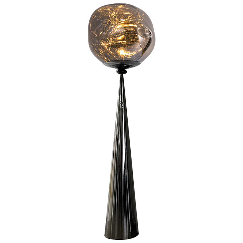 Торшер Kaine Glass Metal Floor Lamp Прозрачное Стекло Черный Серебряный Стекло Смок в Ростове-на-Дону | Loft Concept 