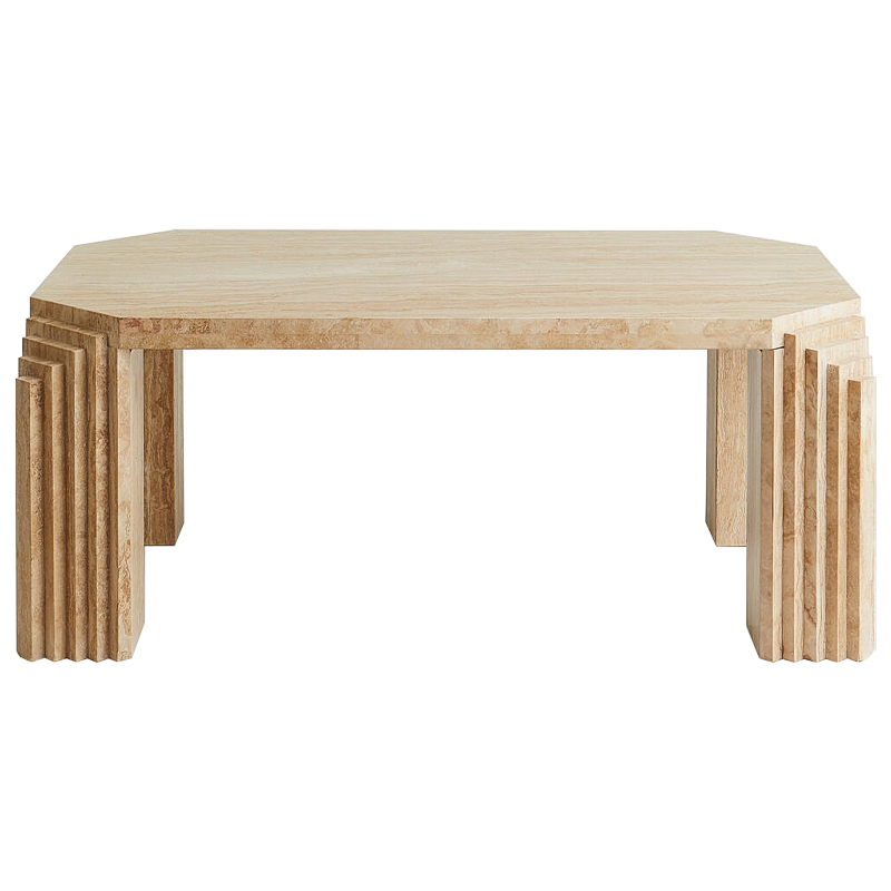 Кофейный стол Caleb Travertine Coffee Table Бежевый Коричневый в Ростове-на-Дону | Loft Concept 