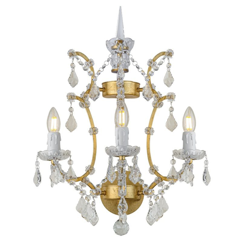 Бра 19th c. Rococo IRON & CLEAR CRYSTAL Gold Wall Lamp Золотой Прозрачное Стекло в Ростове-на-Дону | Loft Concept 