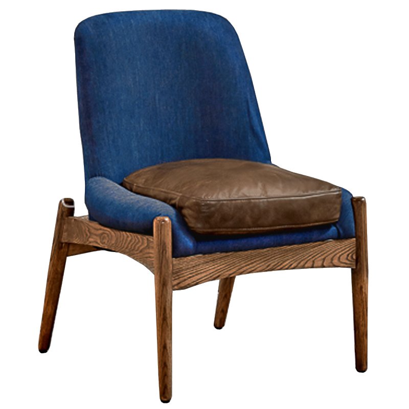  NAXOS CHAIR BLUE Leather and linen     -- | Loft Concept 