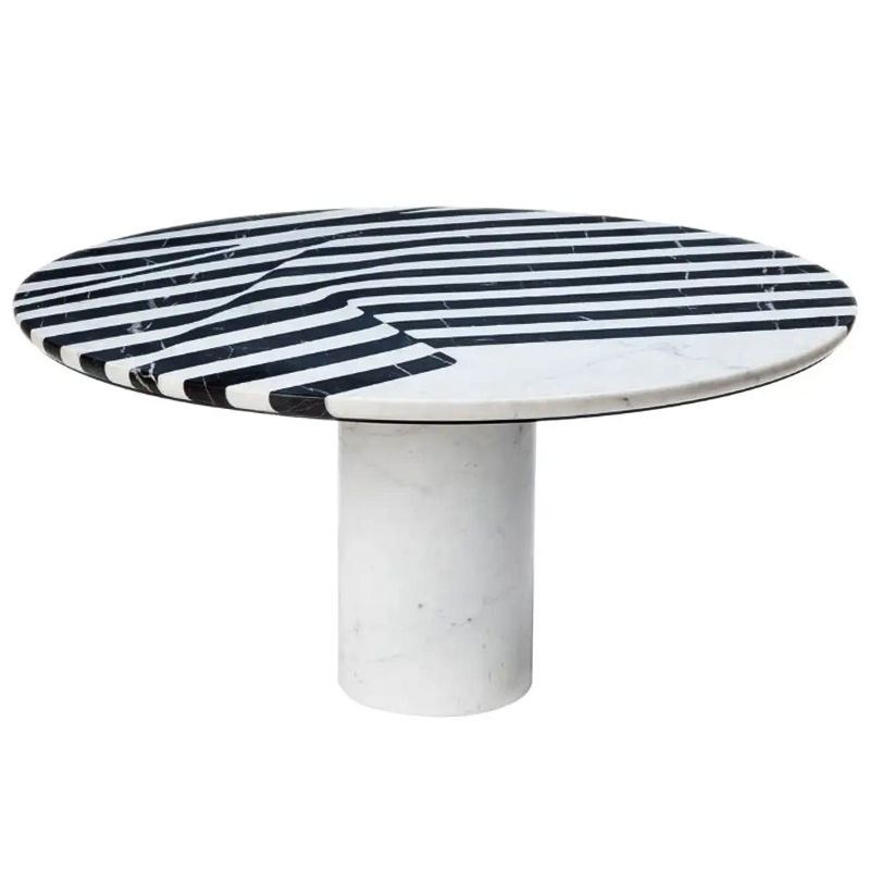 Обеденный стол Safwan Black and White Stripes Dining Table Черно-белый Белый Мрамор Bianco Черный Мрамор Nero в Ростове-на-Дону | Loft Concept 