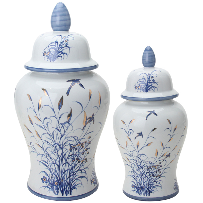    Oriental Blue & White Bird and Flowers Vase -     -- | Loft Concept 