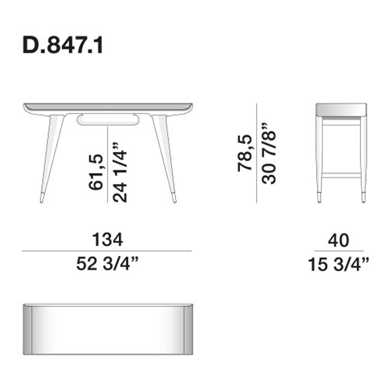 Дизайнерский рабочий стол из массива дерева Gio Ponti D.847.1 Writing Desk в Ростове-на-Дону