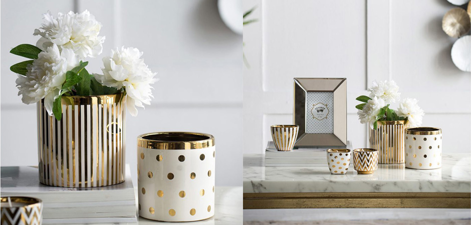 Ваза Gold & White Stripes Ваза Gold & White Stripes - Loft-Concept в Ростове-на-Дону