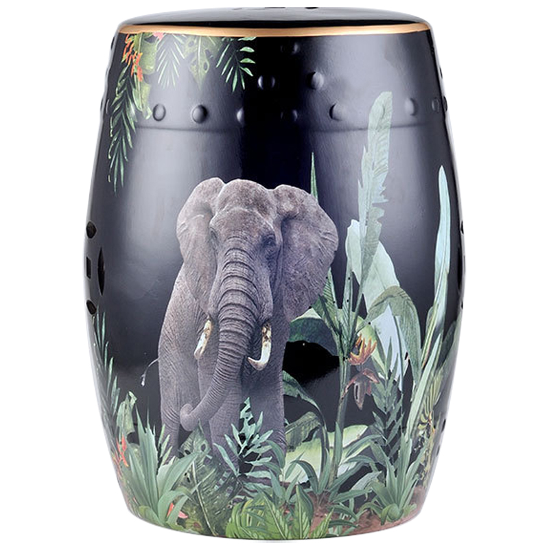   Elephant Tropical Animal Ceramic Stool Black     -- | Loft Concept 