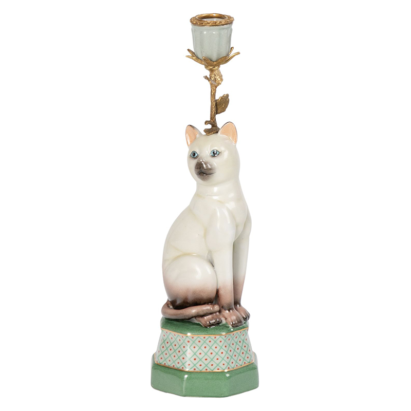 Подсвечник фигурка Кошка Candlestick cat Белый Мульти в Ростове-на-Дону | Loft Concept 