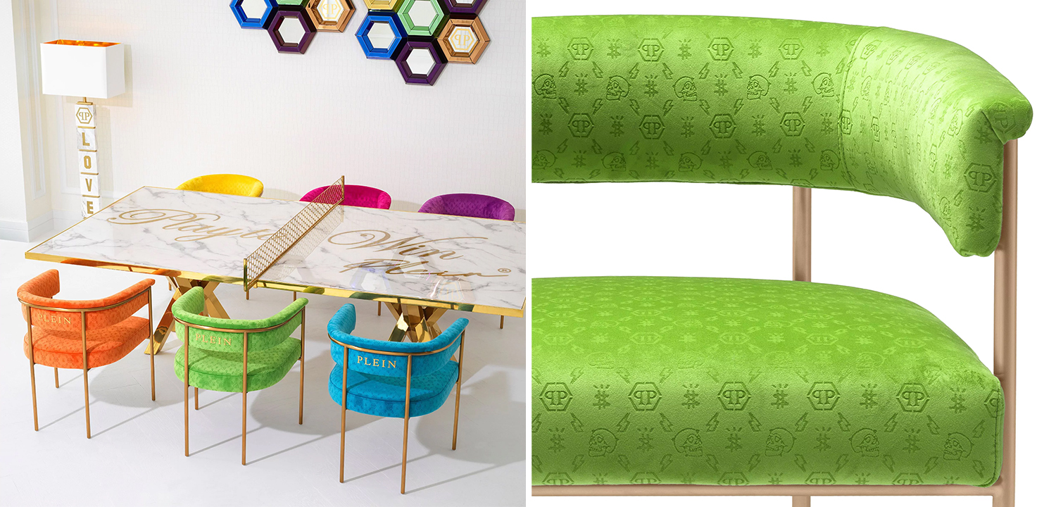 Стул Philipp Plein Dining Chair Monogram Зелёный - фото