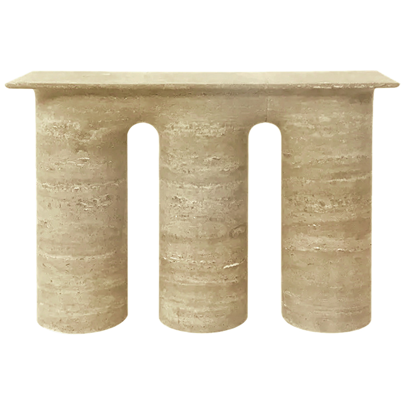 Консоль Three Columns Marble Travertine Console Песочный Коричневый в Ростове-на-Дону | Loft Concept 