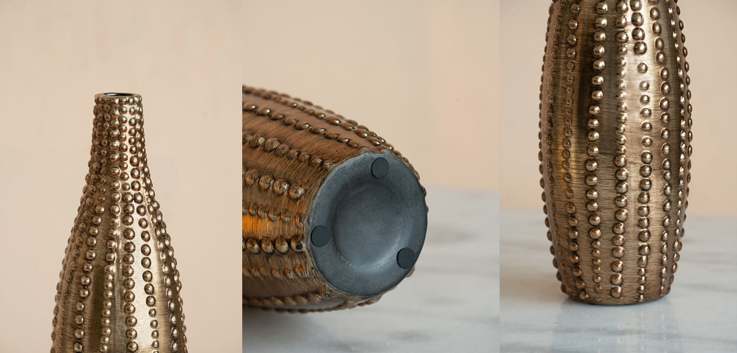 Ваза Ribbed Vase Narrow Throat bronze-gold 34 - фото